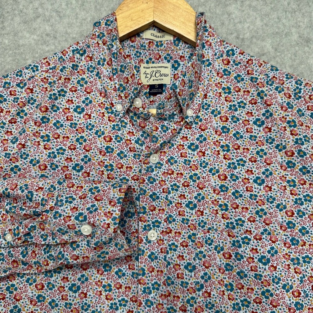 J.Crew Secret Wash Shirt Mens Small Classic Fit Floral Ditsy Print Long Sleeve